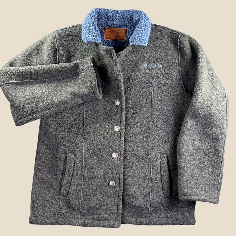 Outback Trading Company Parka Women‎ L Alpine Ponies Embroidered Sherpa Fleece